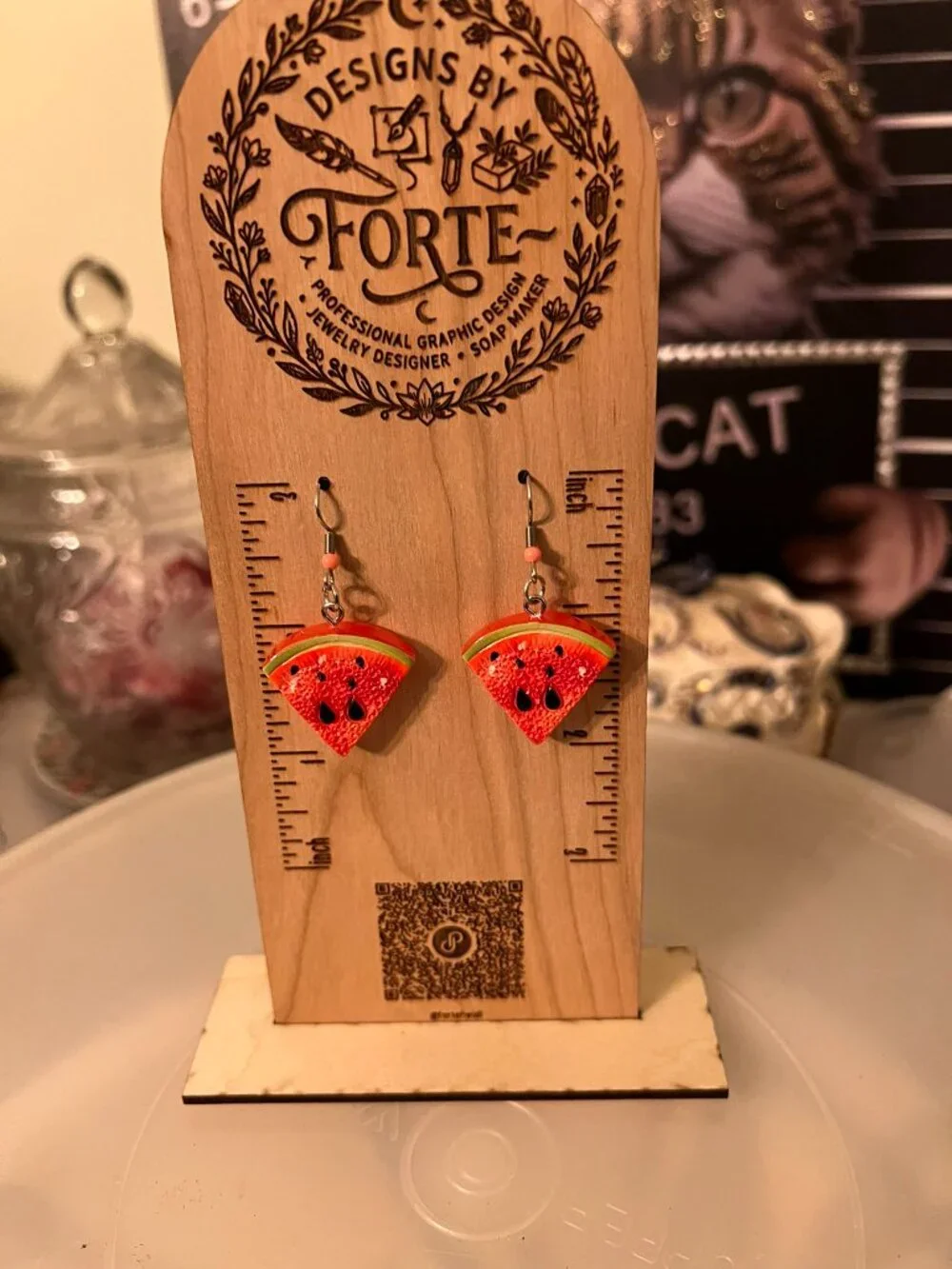 Handmade Resin Watermelon Slice Dangle Earrings | Summer Fruit Jewelry